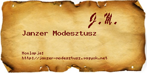 Janzer Modesztusz névjegykártya